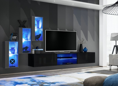 3x wall cabinet wall unit set 4 pieces living room furniture wall shelves sideboard